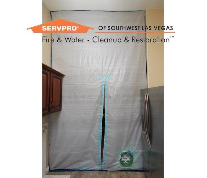 A mold containment set up properly within a customer's home.